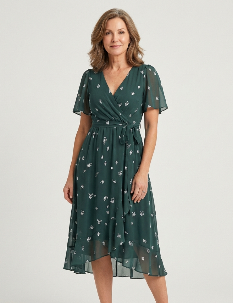 Chloé | Midi sukienka z abstrakcyjnym wzorem